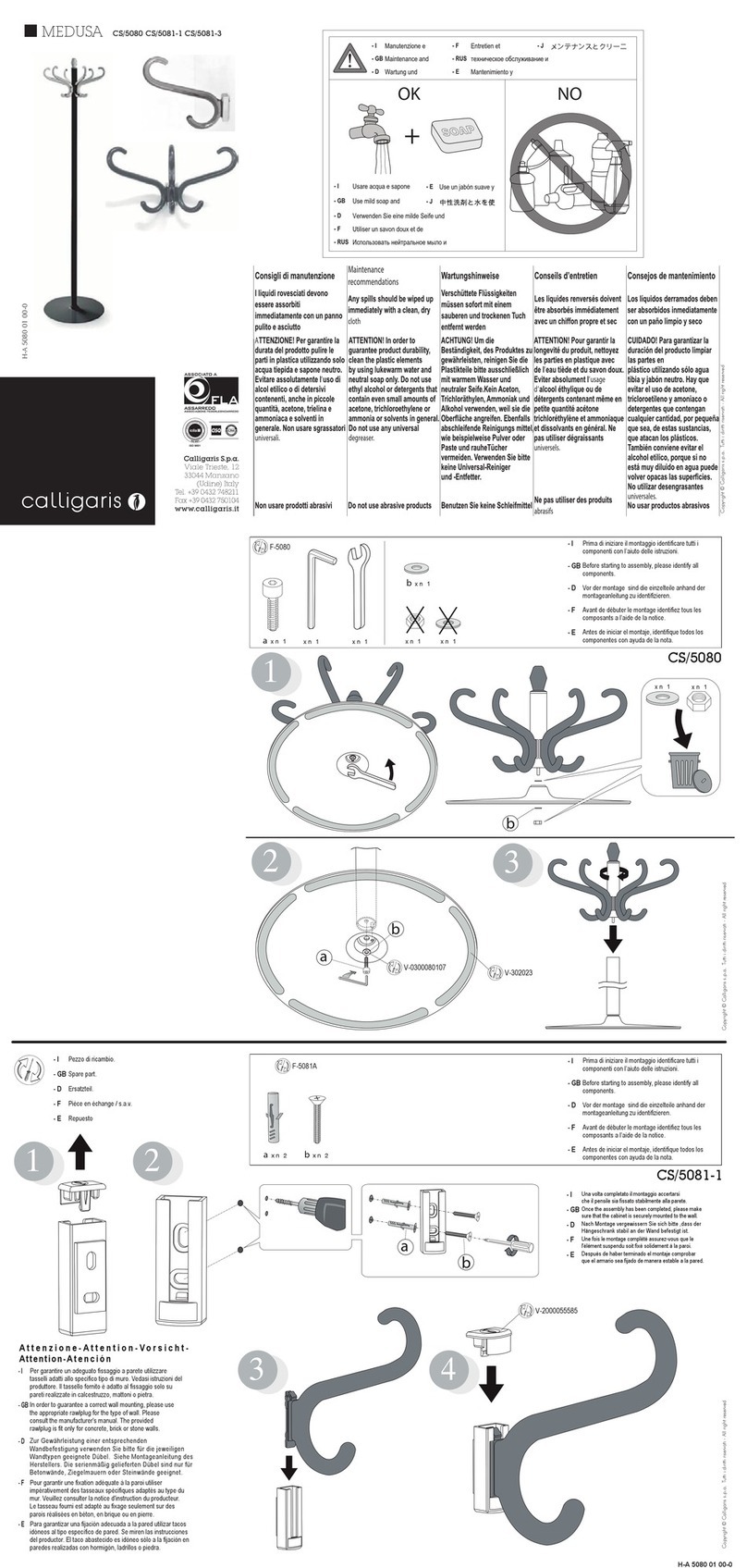 calligaris MEDUSA CS/5080 User manual