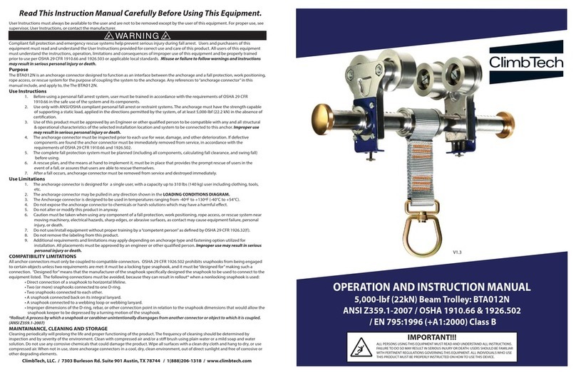 ClimbTech BTA012N Operation and instruction manual