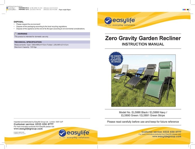 Easylife Zero Gravity Garden Recliner instruction manual Easylife Zero Gravity Garden Recliner instruction manual