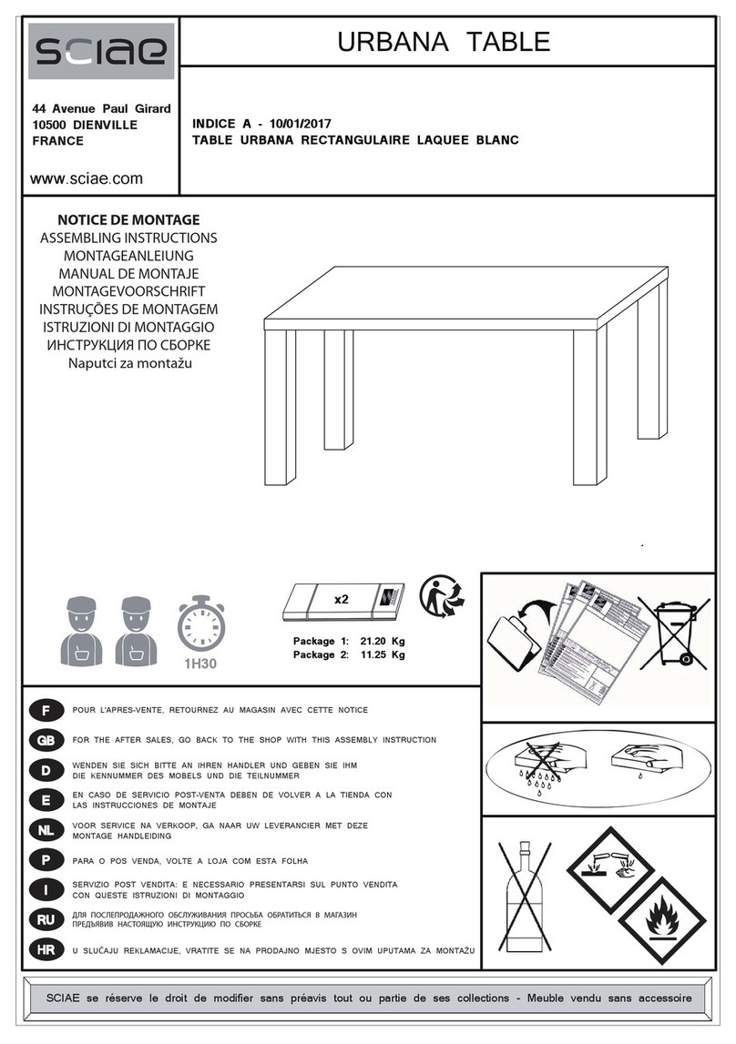 SCIAE URBANA TABLE Installation guide SCIAE URBANA TABLE Installation guide