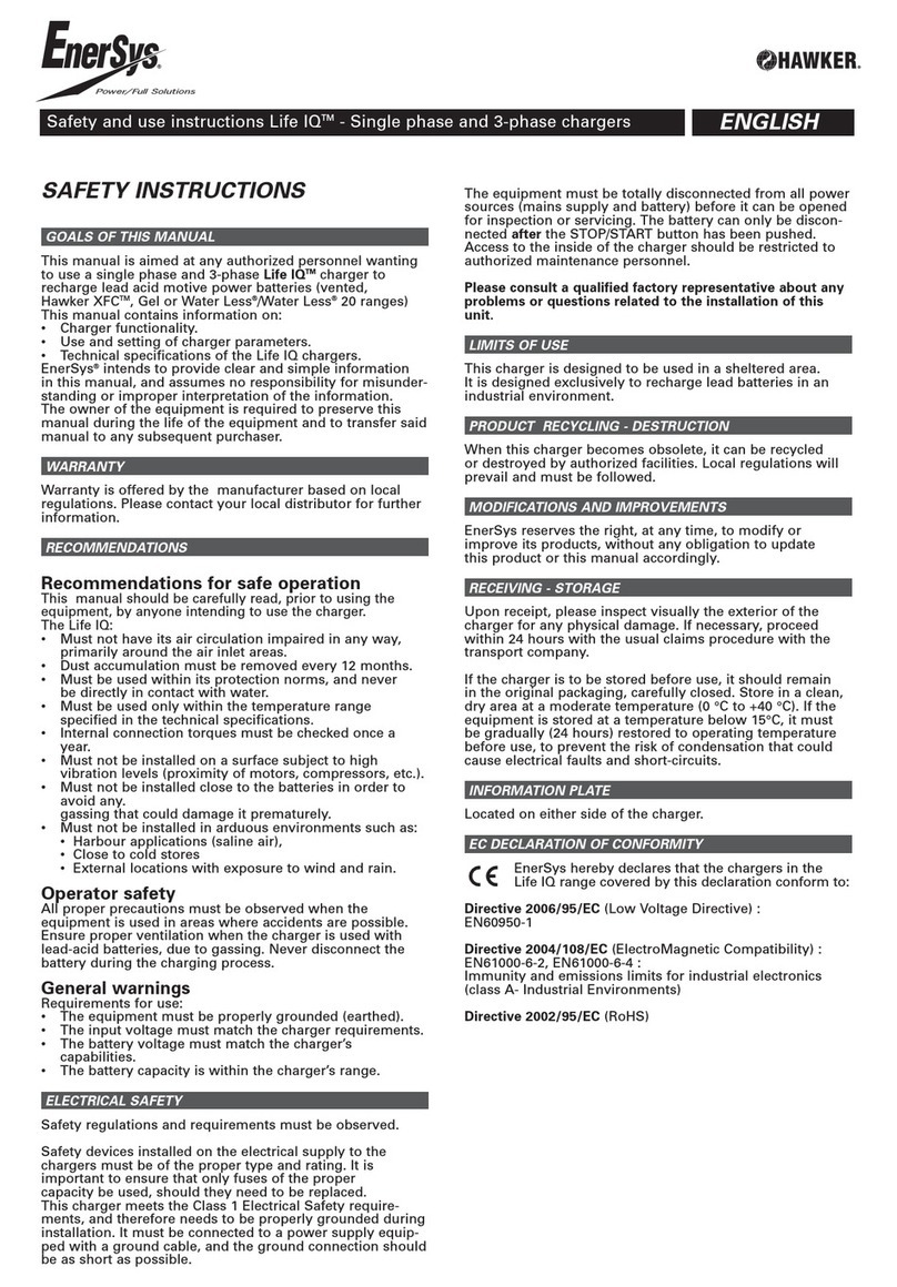 EnerSys HAWKER Life IQ Series Safety and use instructions
