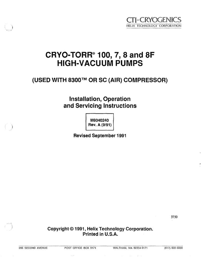 HELIX CTI-CRYOGENICS CRYO-TORR 100 Installation, operation and servicing instructions HELIX CTI-CRYOGENICS CRYO-TORR 100 Installation, operation and servicing instructions
