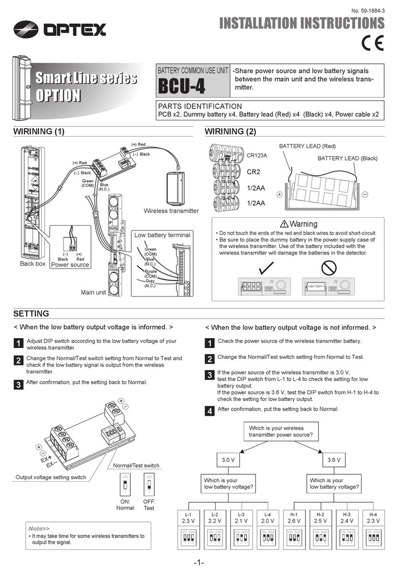 Optex Smart Line Series installation instructions