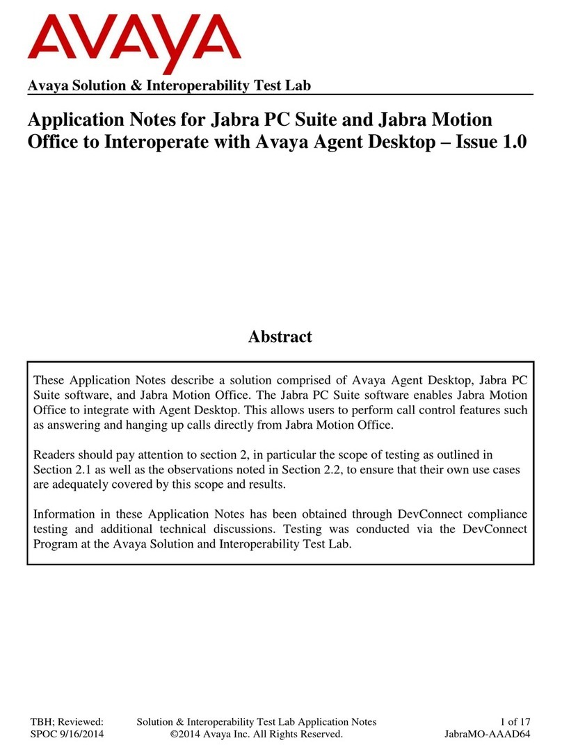 Avaya Jabra PC Suite Application notes