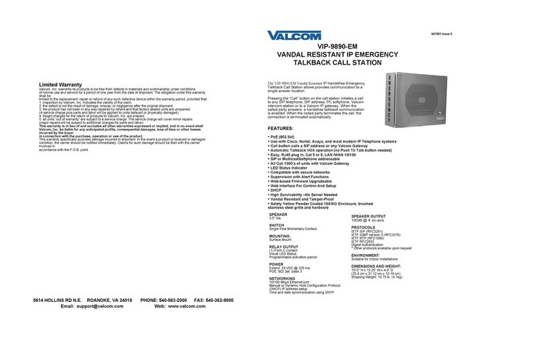 Valcom VIP-9890-EM User manual