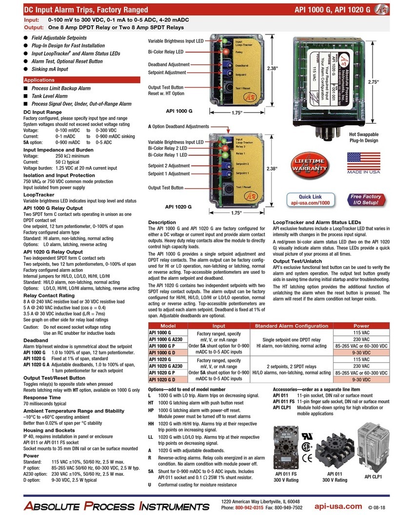 Absolute Process Instruments API 1000 G User manual