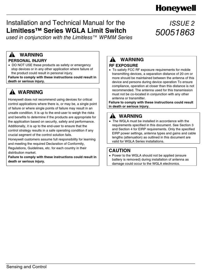 Honeywell Limitless WGLA Series User manual