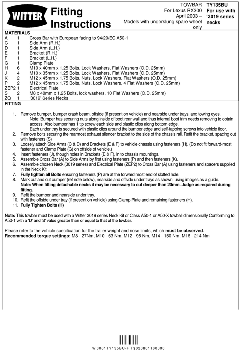 Witter TY135BU Fitting instructions