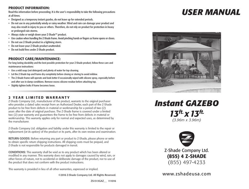Z-Shade Company GAZEBO user manual Z-Shade Company GAZEBO user manual