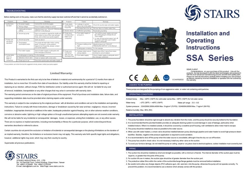 Stairs SSA-200 Installation and operating instructions