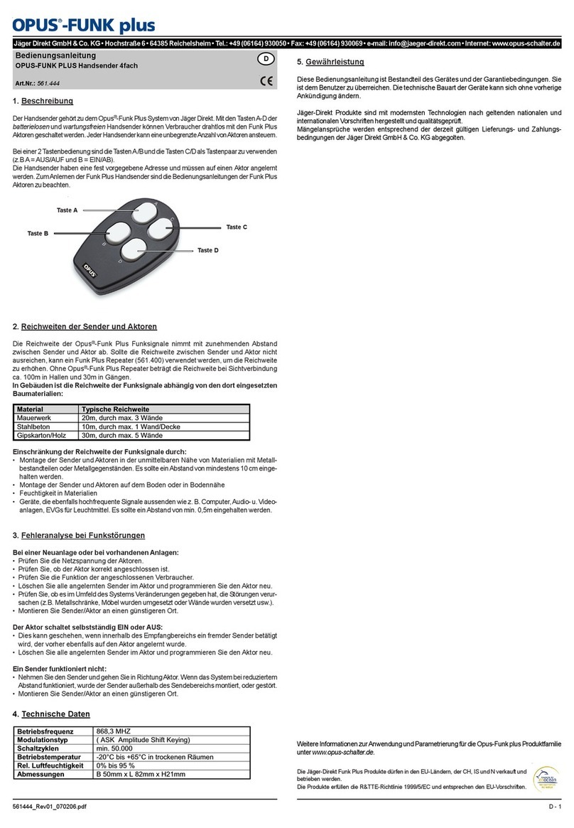 Jäger Direkt OPUS RADIO PLUS operating instructions