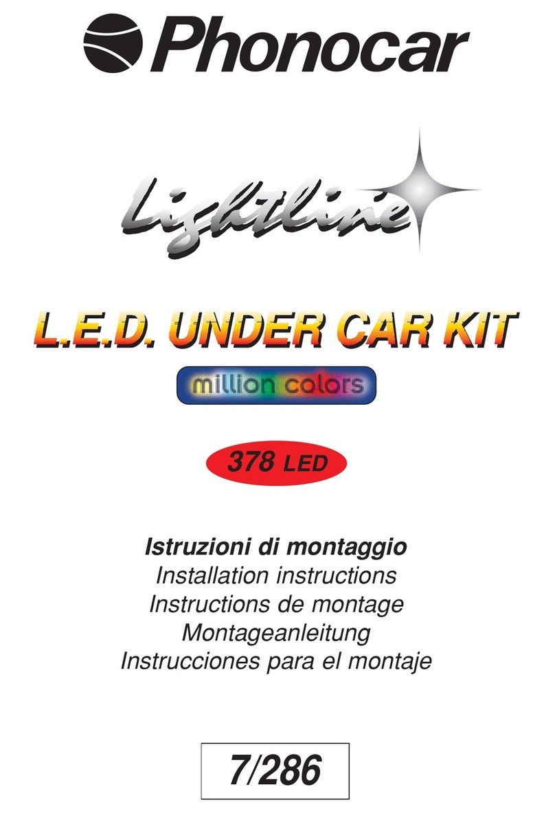 Phonocar Lightline L.E.D. UNDER CAR KIT Million Colors 378... installation instructions