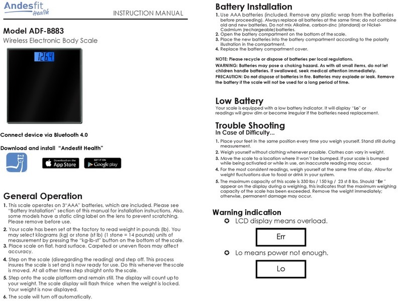 Andesfit Health ADF-B883 instruction manual