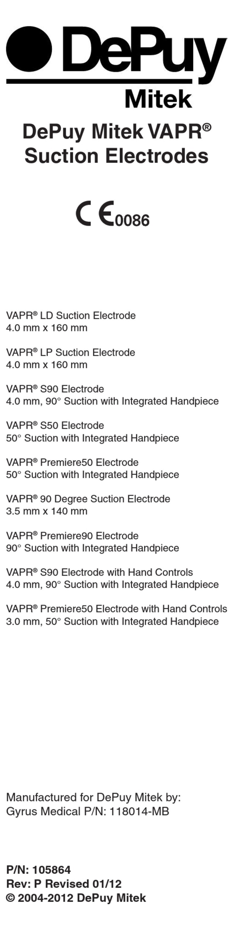 DePuy Mitek VAPR Series Instructions for use