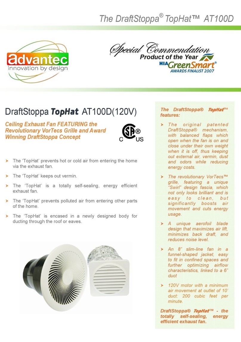 Advantec DraftStoppa TopHat AT100D installation manual Advantec DraftStoppa TopHat AT100D installation manual