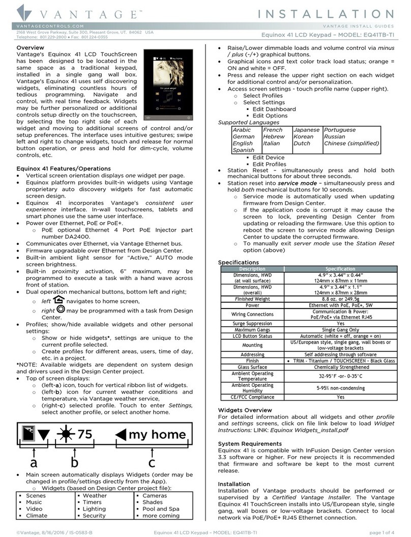 Vantage Hearth Equinox 41 EQ41TB-TI User manual