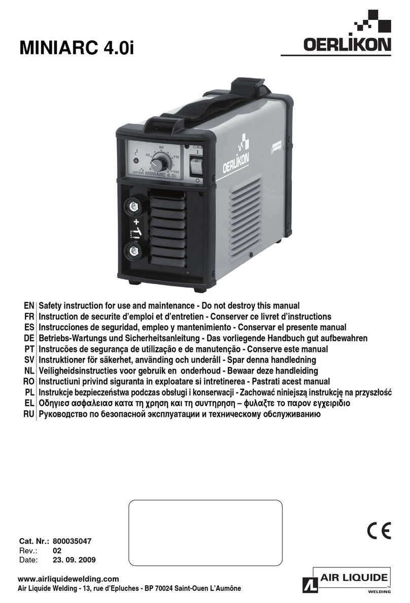 Oerlikon MINIARC 4.0i Safety instruction for use and maintenance Oerlikon MINIARC 4.0i Safety instruction for use and maintenance