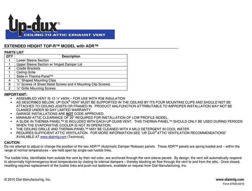 Dial Manufacturing EXTENDED HEIGHT Up-Dux TOP-R ADR quick start guide