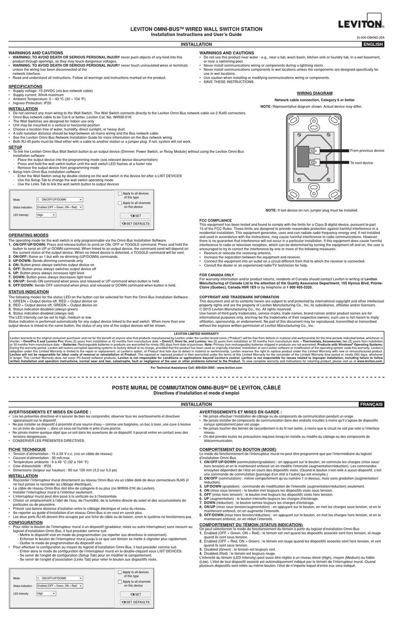 Leviton OMNI-BUS Mounting instructions