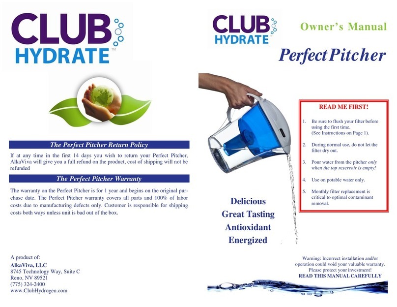 Club Hydrate Perfect Pitcher owner's manual