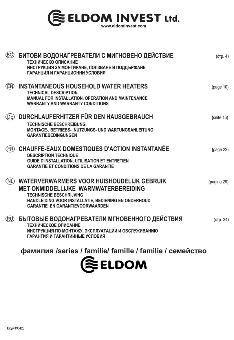 Eldom Invest E41 TECHNICAL DESCRIPTION MANUAL FOR INSTALLATION, OPERATION AND MAINTENANCE WARRANTY AND WARRANTY CONDI