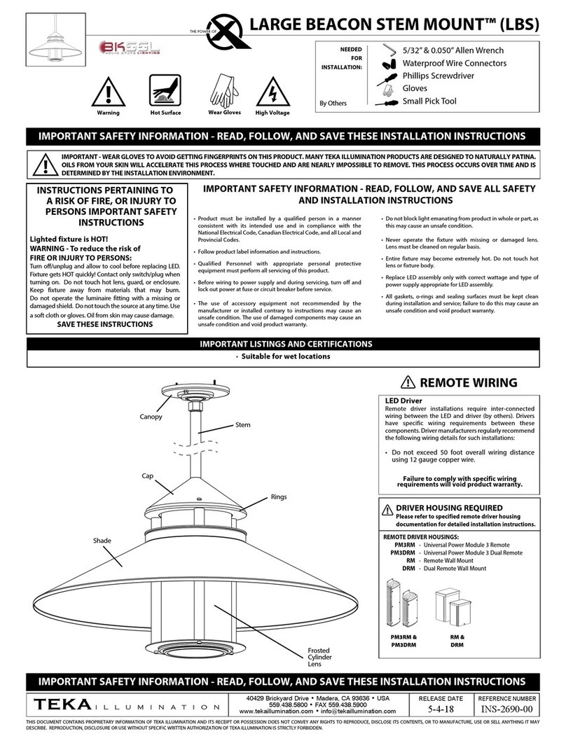 TEKA ILLUMINATION LARGE BEACON STEM MOUNT installation instructions