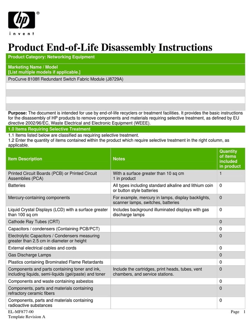 HP invent ProCurve 8108fl Product End-of-Life Disassembly Instructions