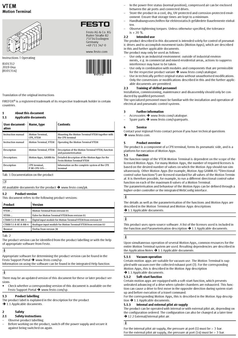Festo VTEM Series User manual