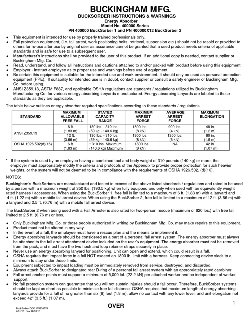 BUCKINGHAM MFG 400000 BuckSorber Series Product manual