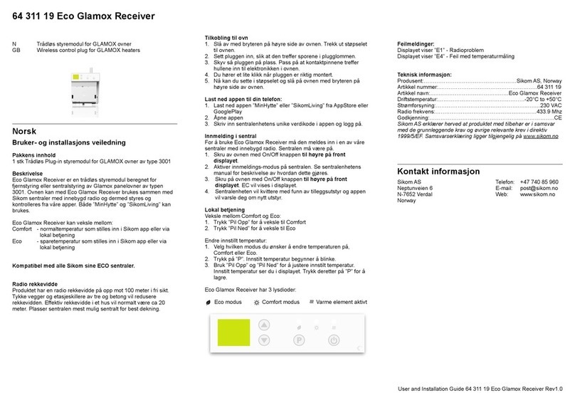 SiKom Eco Glamox Receiver User and installation guide