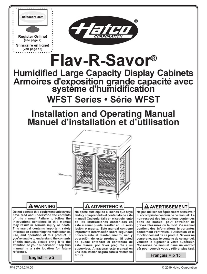 Hatco Flav-R-Savor WFST Series Installation and operating manual