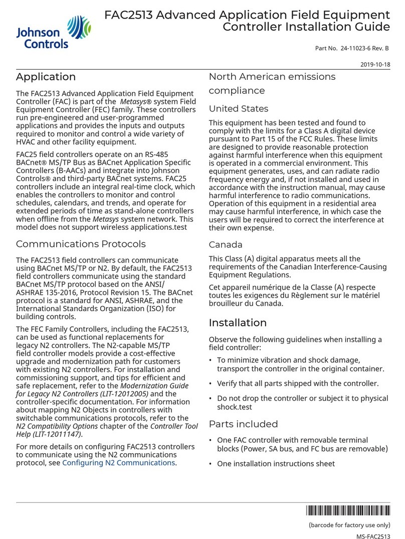 Johnson Controls FAC2513 User manual
