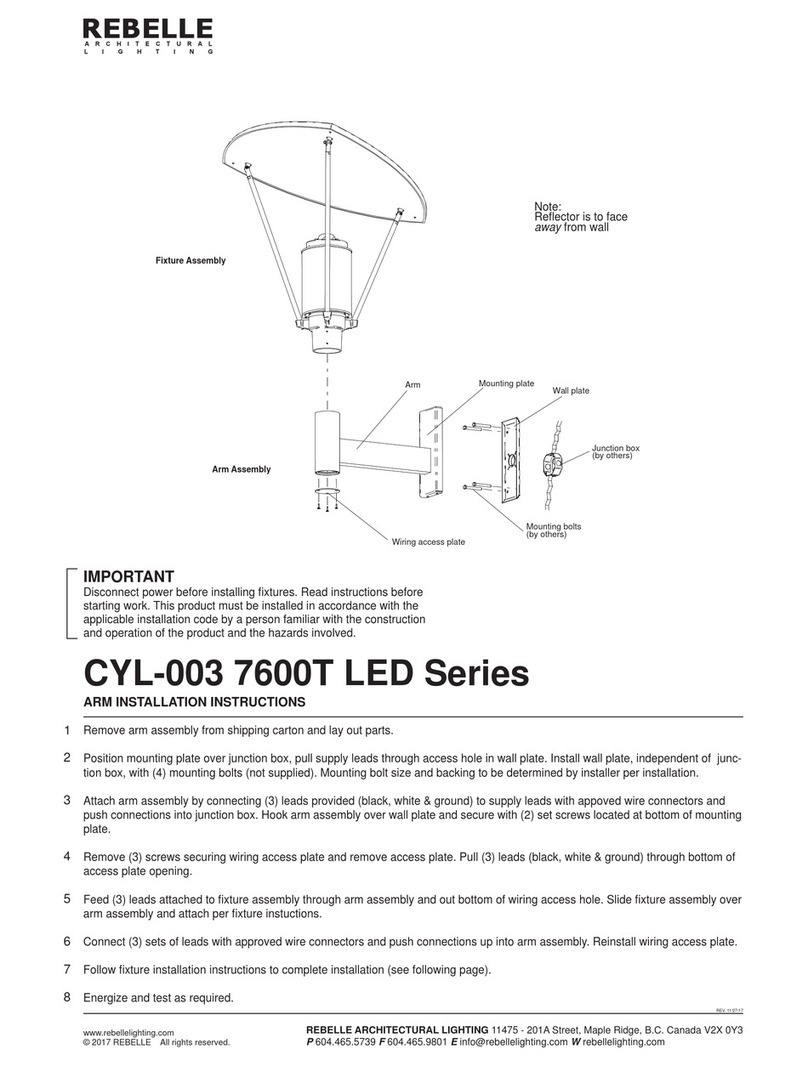 Rebelle CYL-003 7600T LED Series installation instructions