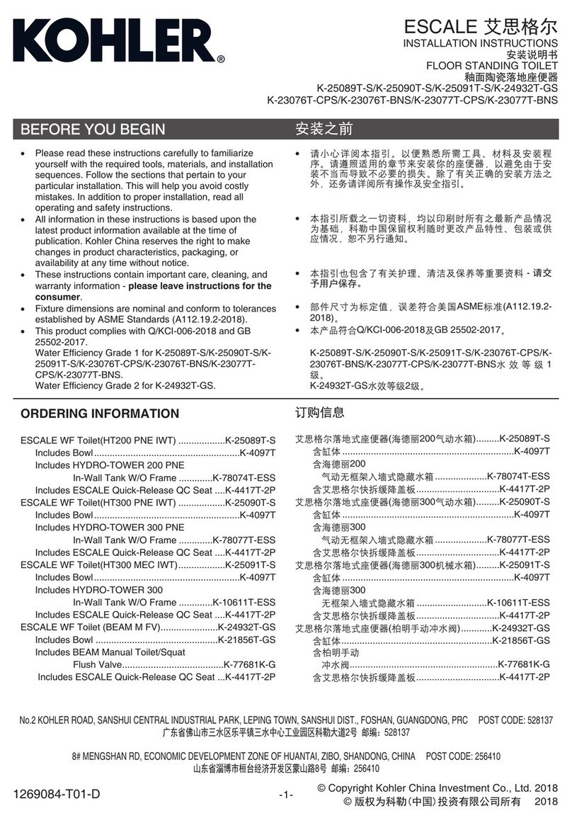 Kohler Escale K-25090T-S User manual