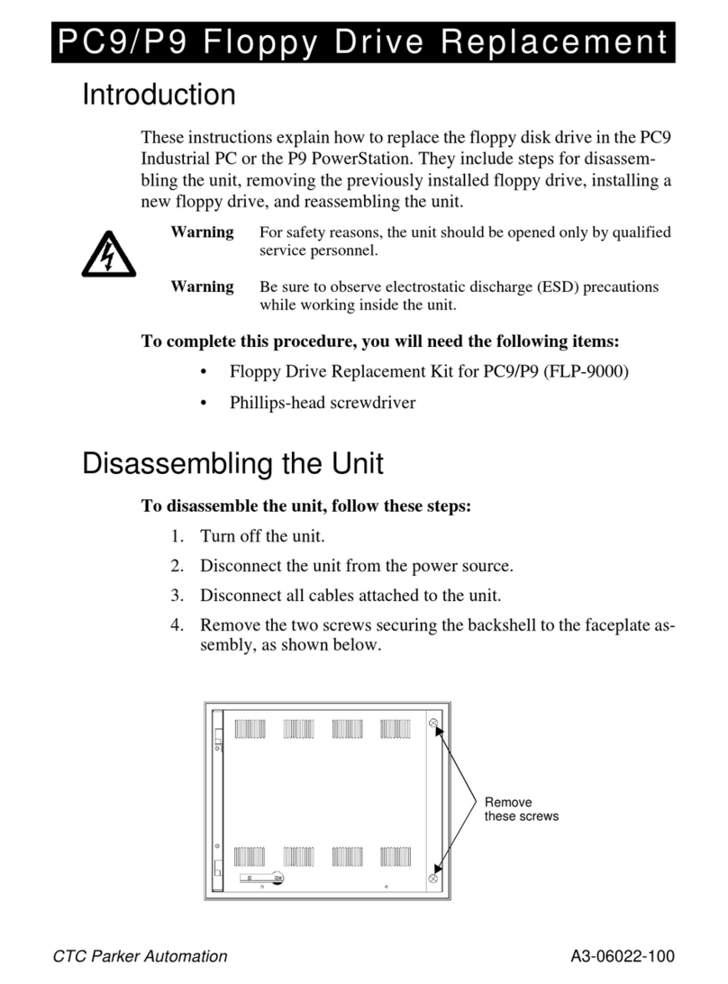 CTC Parker Automation PC9 Use and care manual