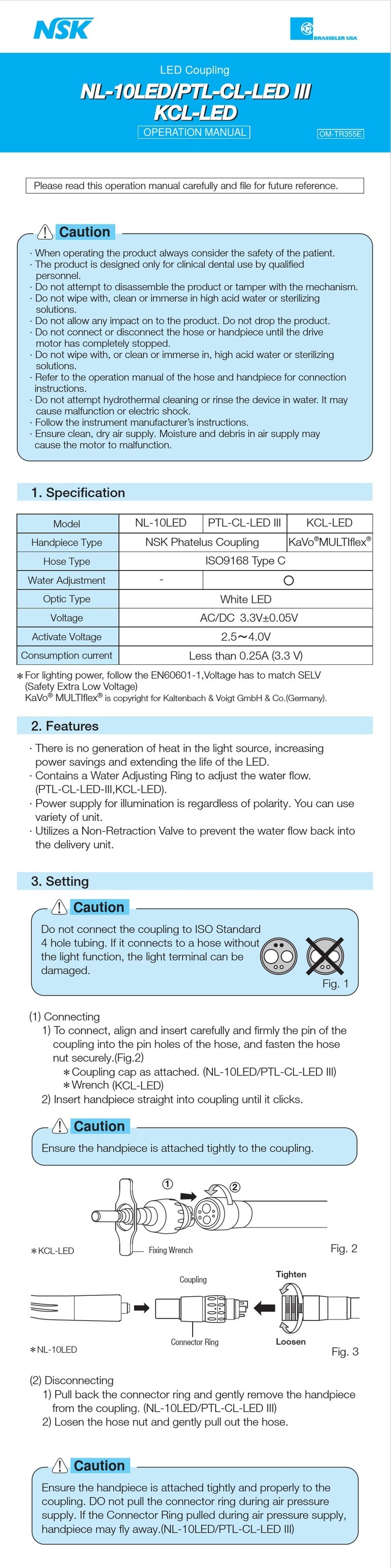 NSK PTL-CL-LED III User manual
