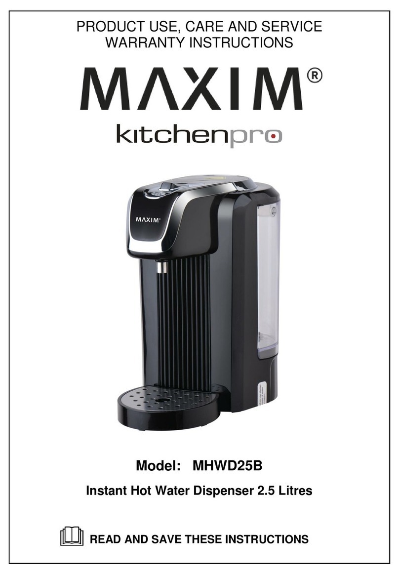 Maxim kitchenpro MHWD25B Product use, care and service warranty instructions