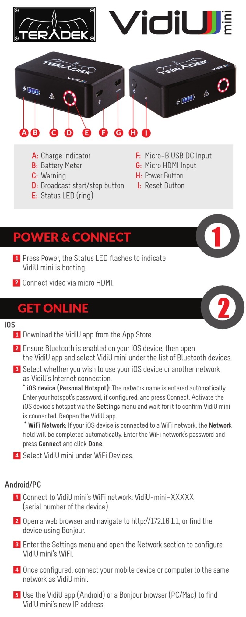 Teradek VidiU mini quick start guide