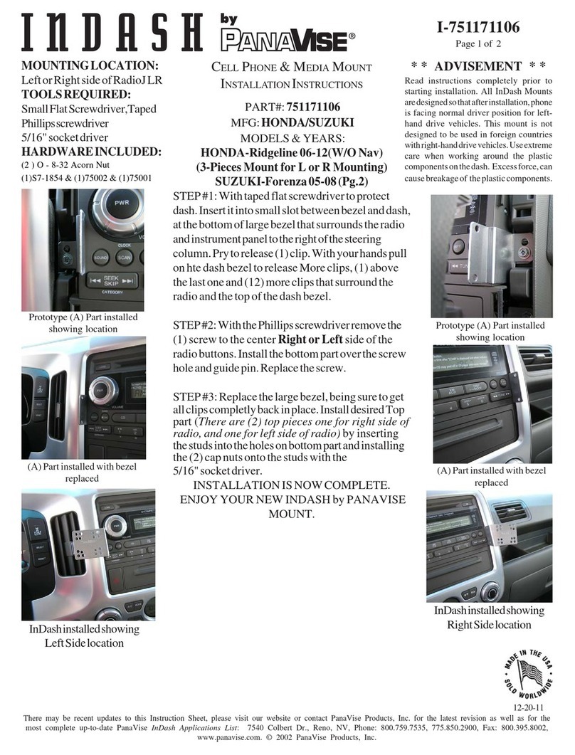 Panavise InDash 751171106 installation instructions