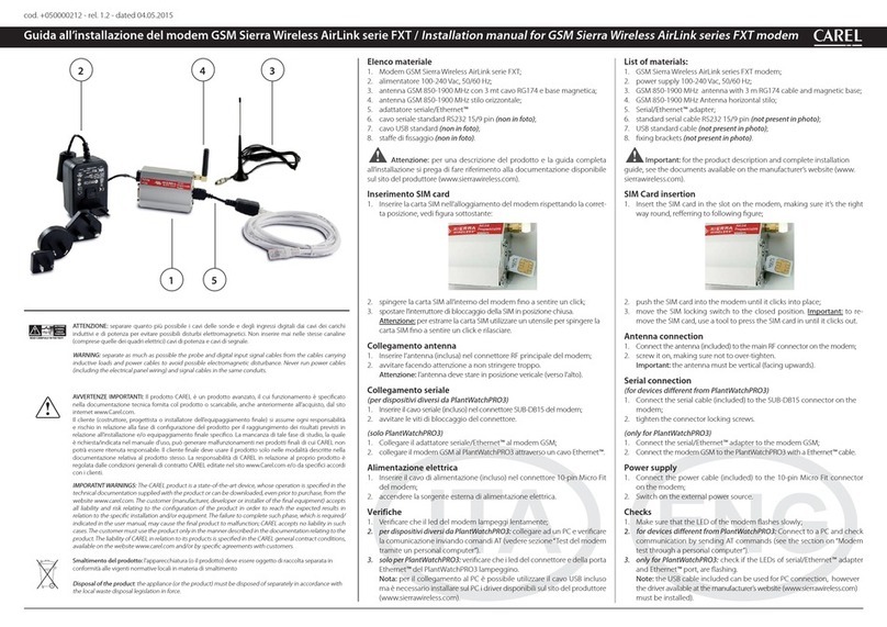 Carel Sierra Wireless AirLink FXT Series installation manual