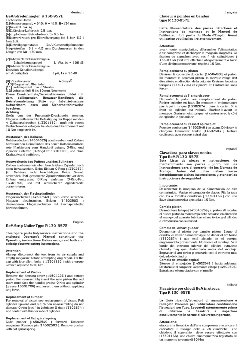 BEA R 130 - 957E User manual