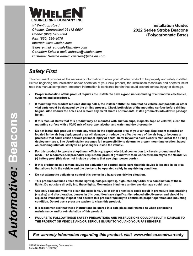 Whelen Engineering Company 2022 Series installation guide
