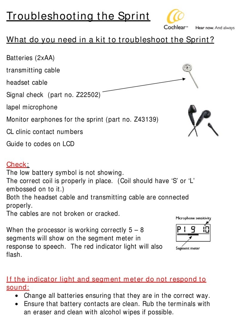 Cochlear SPrint Sound Processor troubleshooting manual