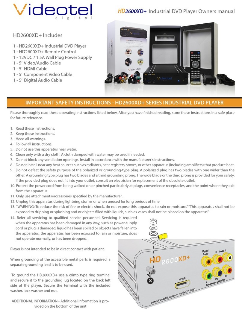 Videotel HD2600XD+ owner's manual