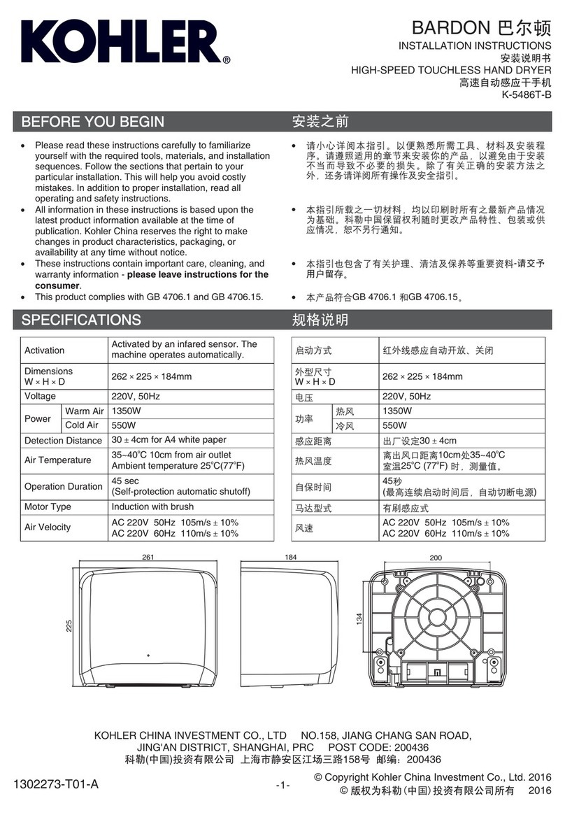 Kohler BARDON User manual