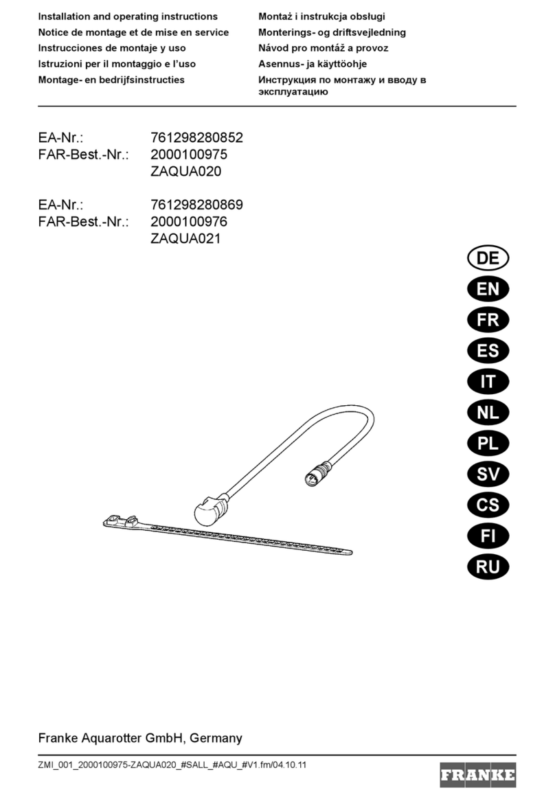 Franke ZAQUA020 Installation and operating instructions