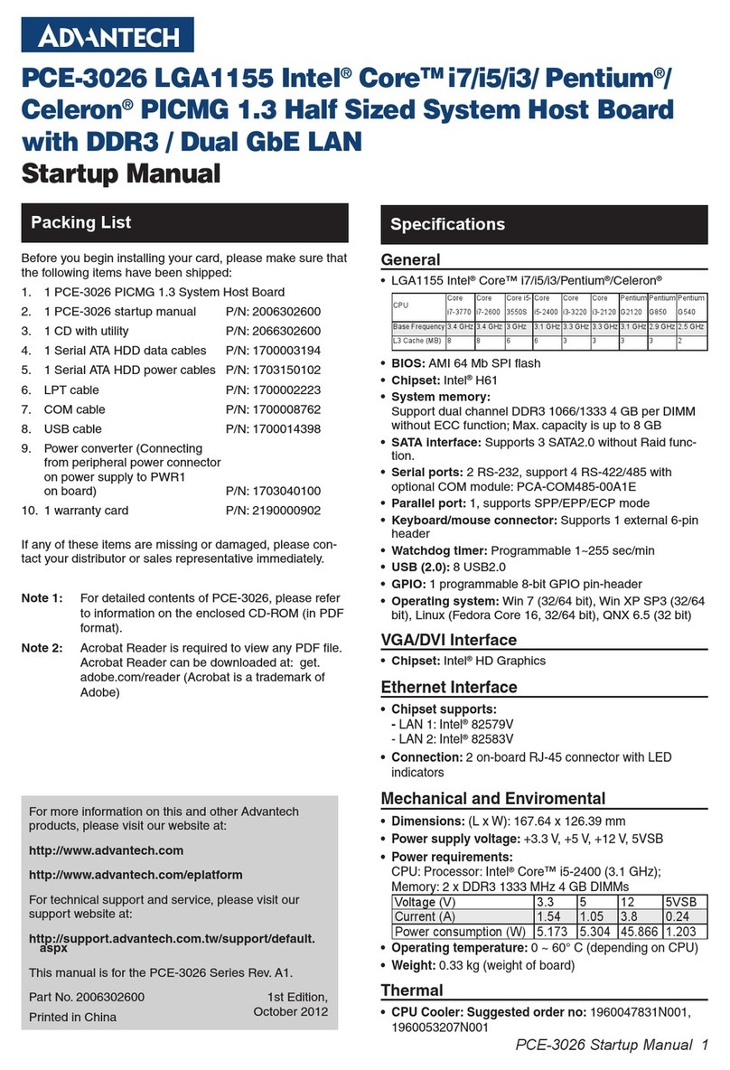 Advantech PCE-3026 Startup manual