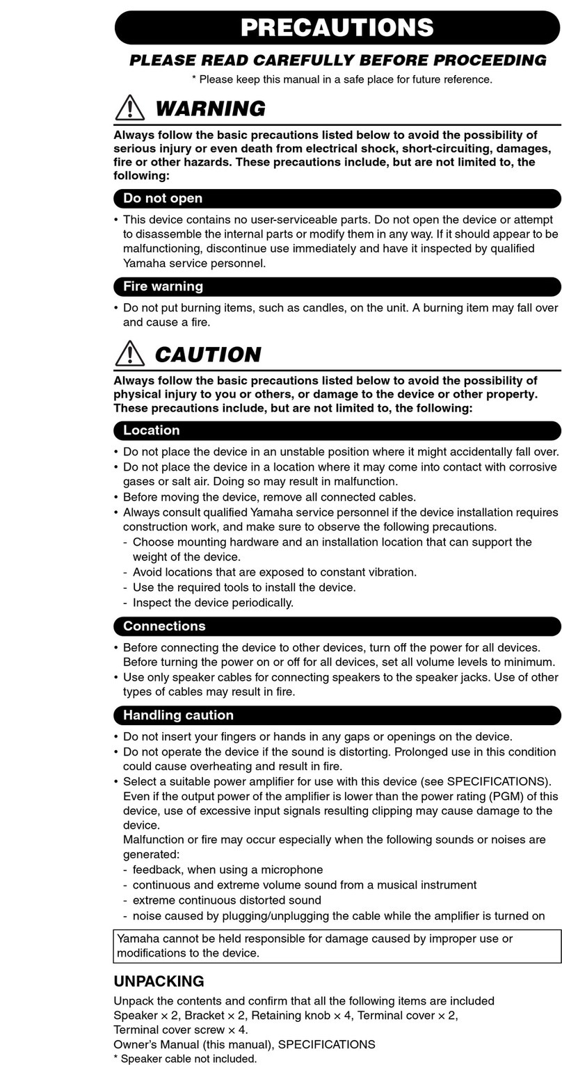 Yamaha VS6 quick start guide