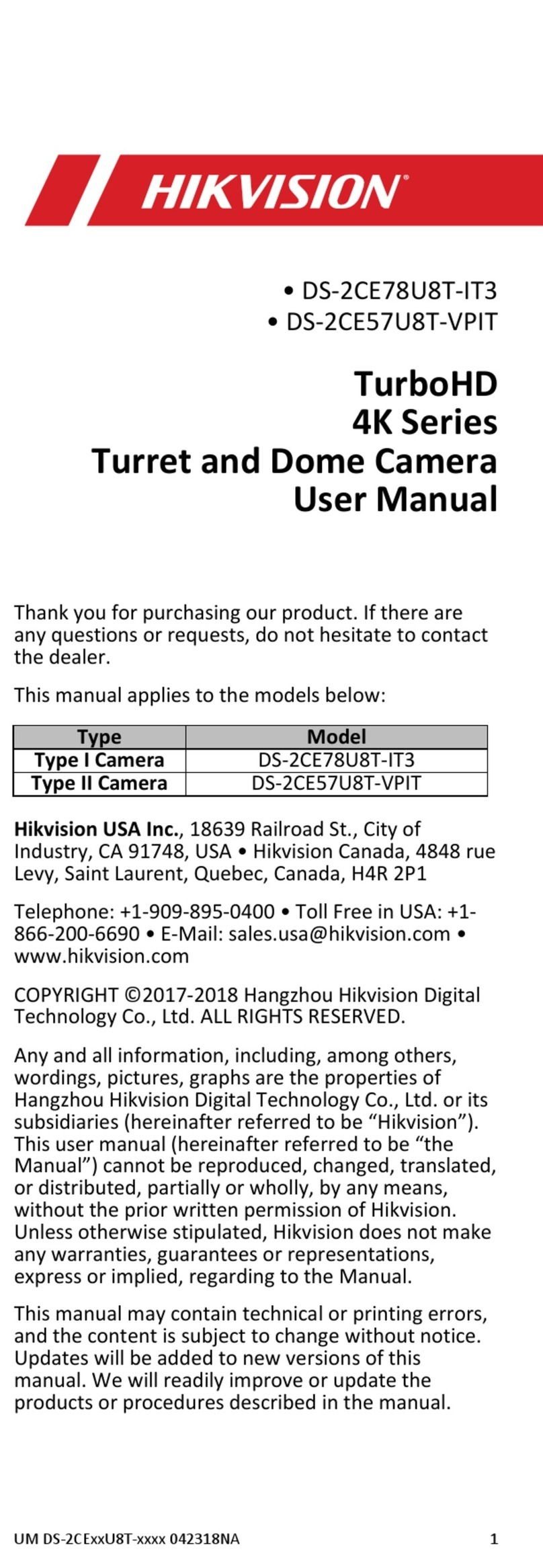 HIK VISION DS-2CE78U8T-IT3 user manual