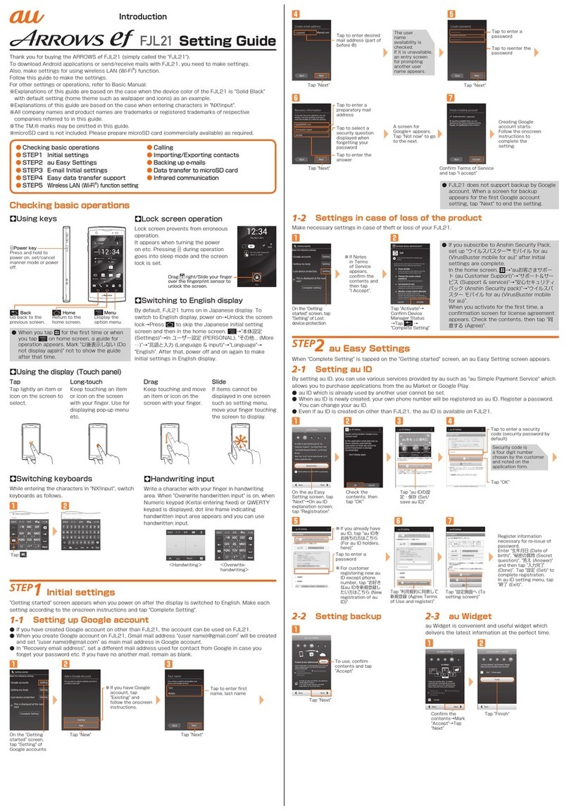 Fujitsu Arrows EF FJL21 Settings guide